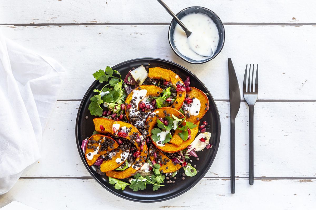 Salade met geroosterde pompoen en linzen.jpg